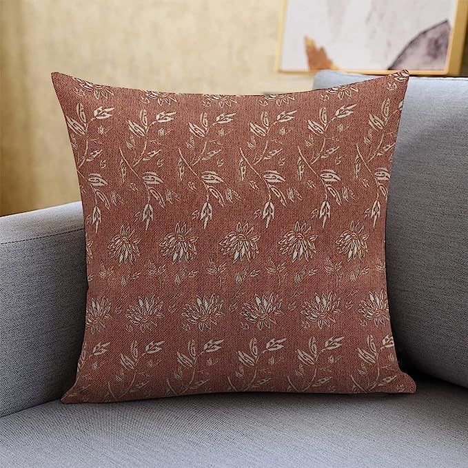 by Unbranded Terracotta Pillow Cover, Floral Pillow Covers, Spring Pillow Covers, Botanical Flowe... | Amazon (US)