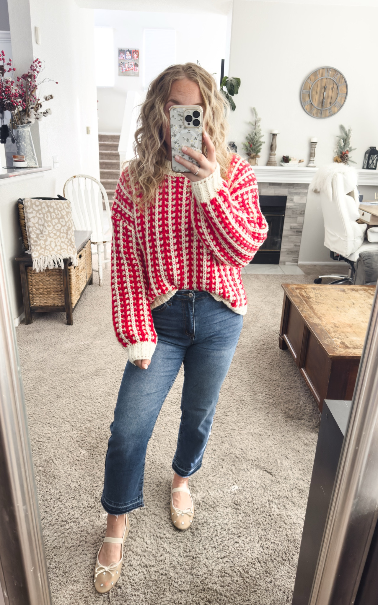 Red and white crochet sweater from chicwish. Paired with straight leg jeans (runs big, I went down a size) and mesh ballet flats





Winter sweater
Valentine’s Day sweater
Red and white sweater

Winter outfit
Winter fashion
Amazon winter outfits
Trending winter fashion 
 casual winter outfits | winter fashion | size 4-6 | cold weather outfits | winter outfit ideas | layering outfit for the cold| winter fashion 2026 | outfit inspo | outfit ideas | winter outfits amazon  | casual outfit Ideas  | Outfits | Amazon Casual Outfit | Cute casual outfits | Preppy Outfit 

#LTKFindsUnder50 #LTKPetite #LTKootd