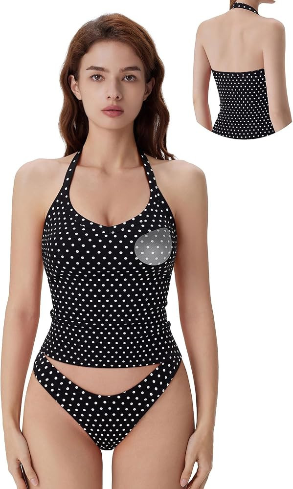 SUUKSESS Halter Tank Top for Women with Built in Bra Cotton Ribbed V Neck Cami | Amazon (US)