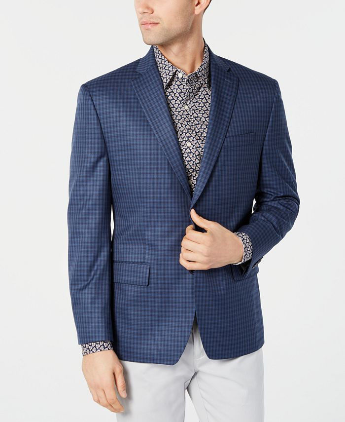 Michael Kors Men's Classic-Fit Blue/Navy Check Sport Coat & Reviews - Blazers & Sport Coats - Men... | Macys (US)