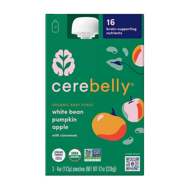 Cerebelly Multipack White Bean Pumpkin Apple Baby Meals - 4oz/3pk | Target