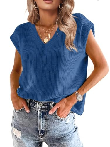 Womens Fall Clothes Winter Tops Fashion 2025 Sweater Vest Women Knit V Neck Cap Sleeve Summer Bus... | Amazon (US)