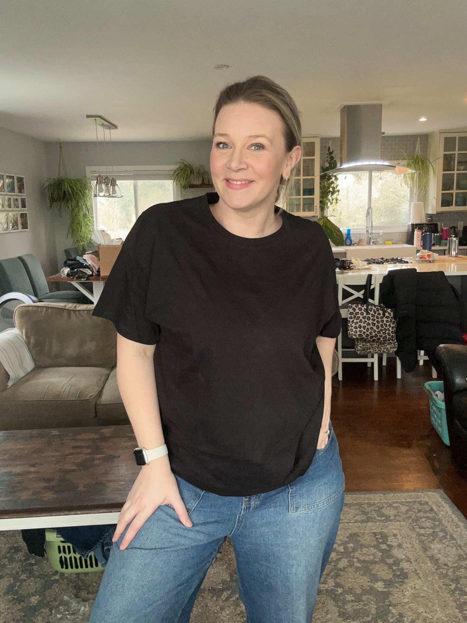Cute versatile black tee from Oldnavy. I have this one in pink as well. I love it tucked in with rolled up sleeves.

#LTKOver40 #LTKMidsize #LTKPlusSize