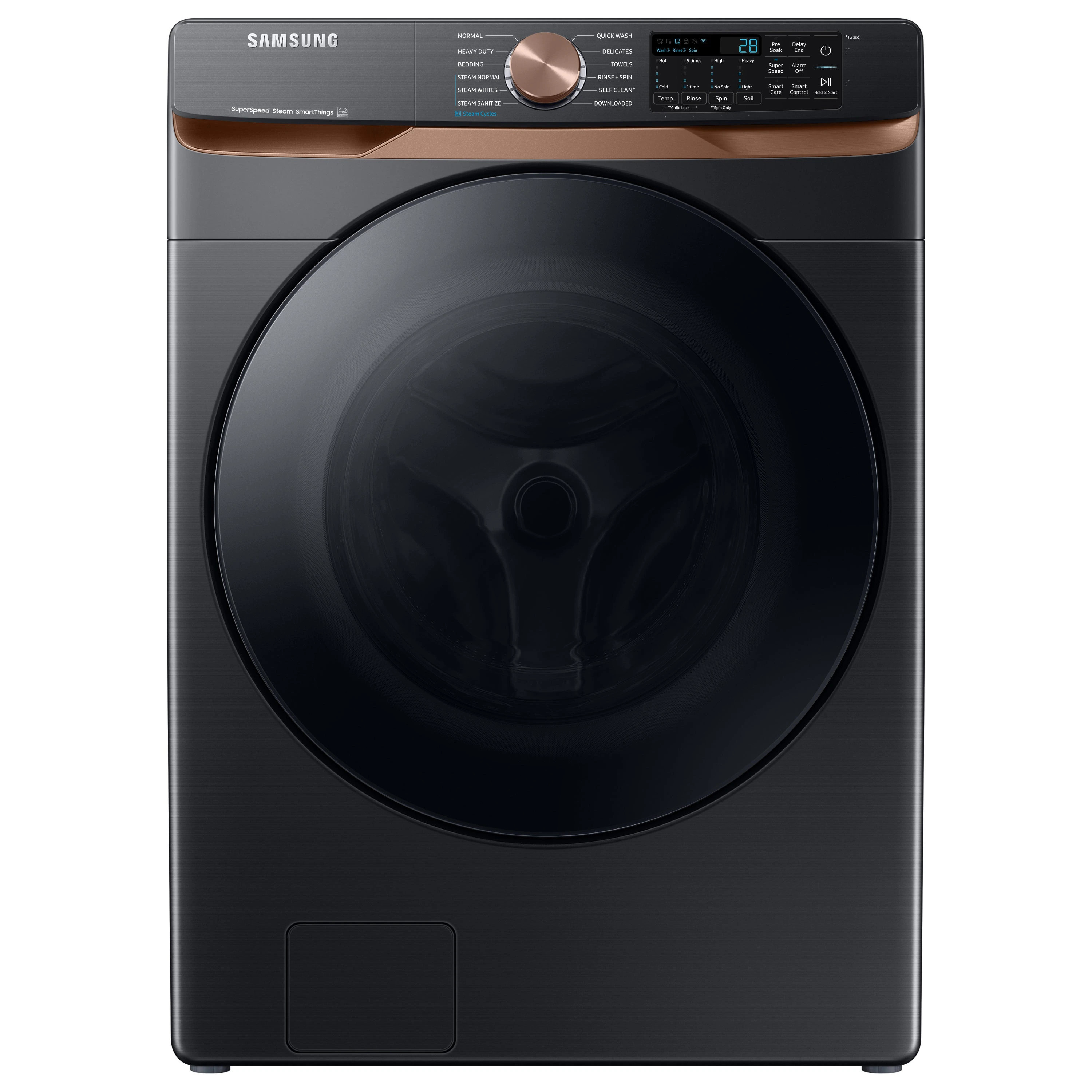 Samsung Super Speed Wash High Efficiency Stackable Large ( 5-cu ft ) Front-Load Washer with Steam Cycle ( Brushed Black ) | WF50BG8300AV | Lowe's