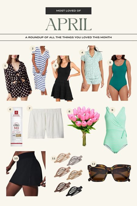 Most loved of April! Swim, coverups, crochet dress, skort (use CARALYN10 at Spanx), tinted SPF, faux tulips, hair clips, and sunglasses. 

#LTKHome #LTKBeauty #LTKMidsize
