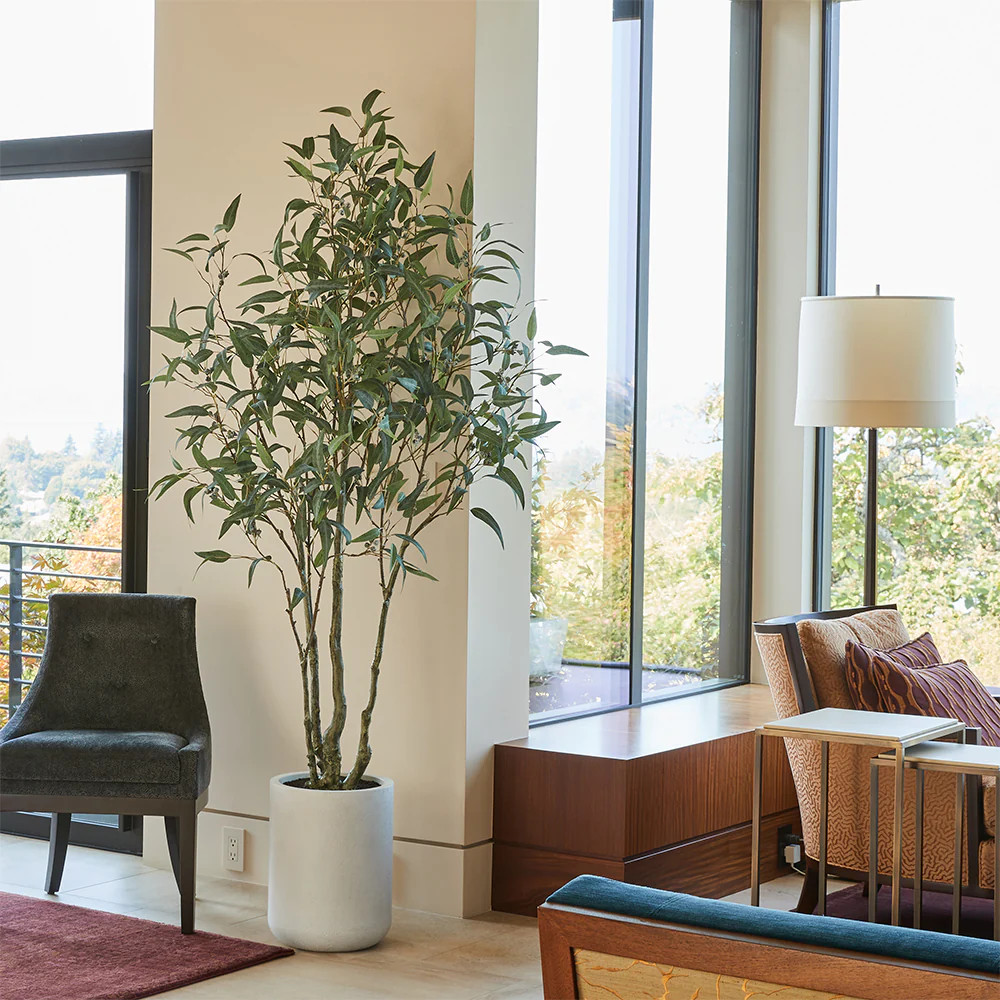 Artificial Willow Eucalyptus Tree 7' with Artisan Planter | CG Hunter