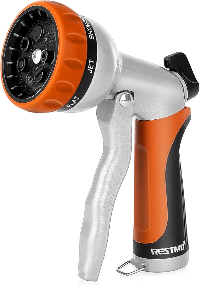 RESTMO Garden Hose Nozzle, Heavy Duty Metal Water Hose Nozzle with 7 Adjustable Spray Patterns, H... | Amazon (CA)