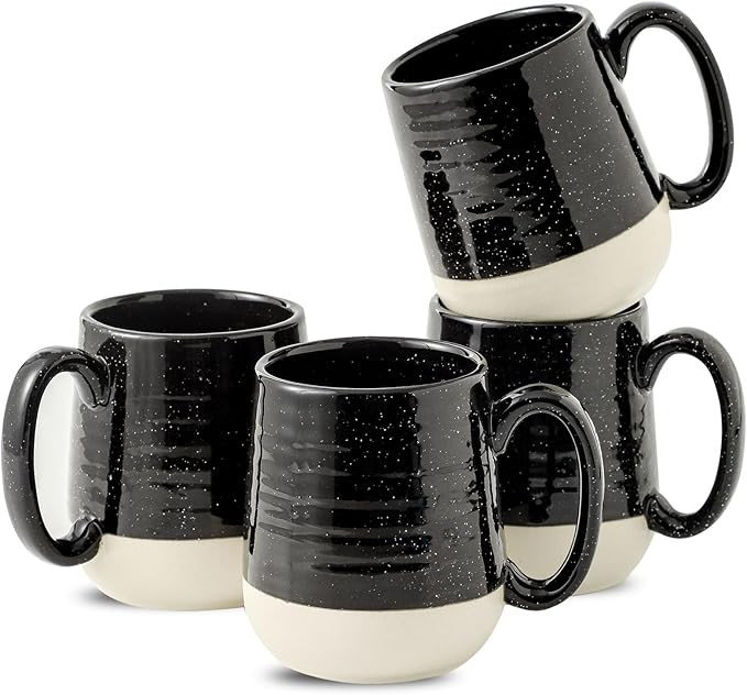 HASENSE Ceramic Coffee Mugs Set, 15 oz Large Coffee Cups Set of 4, Tea Cups with Handle for Men a... | Amazon (US)