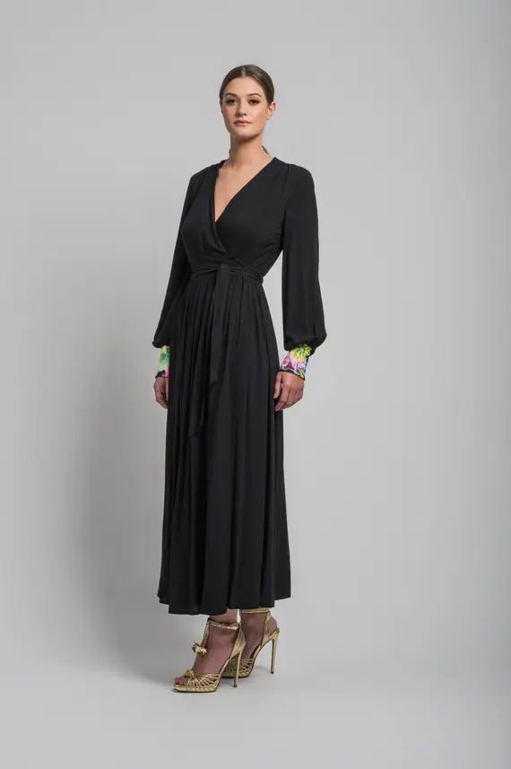 Lilody Maxi Wrap dress in Black | Etsy (US)