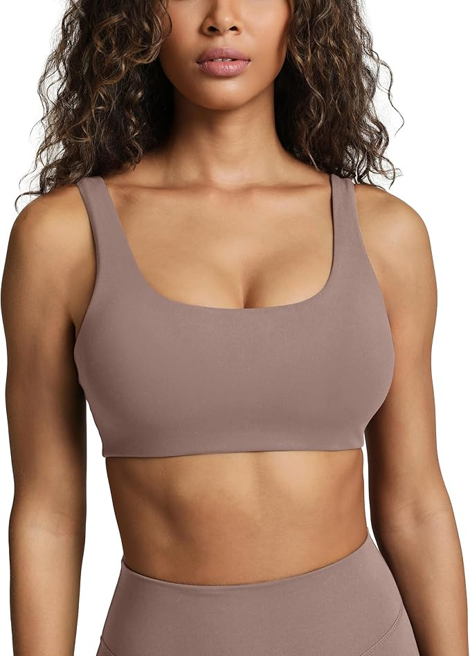 PAVOI ACTIVE Buttery Soft Sports Bras for Women - High Support Low Scoop Neck U Back Padded Yoga ... | Amazon (US)