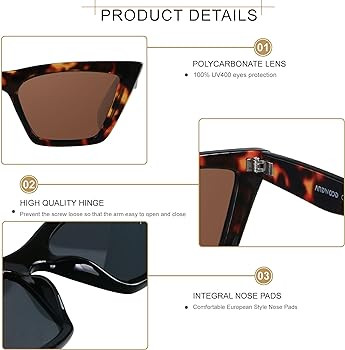 ANDWOOD Cat Eye Sunglasses for Women Polarized Cateye Frames Fashion Vintage Square Classic Retro... | Amazon (US)