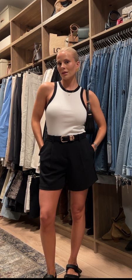 Easy Summer Outfits - Wearing a small in Anthropologie Tank, 26 in Abercrombie Short, Small in Revolve belt, shoes are Dior - linking similar! #kathleenpost #easysummeroutfits #casuallooks #summerlooks #abercrombie #prada #dior #anthrolopogie 

#LTKStyleTip #LTKSeasonal