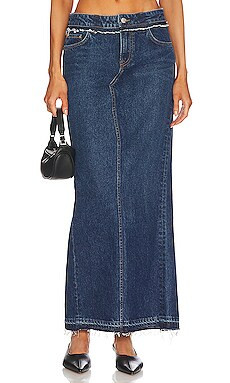 GRLFRND Cameron Low Rise Column Maxi Skirt With Back Slit in Pacific Palisades from Revolve.com | Revolve Clothing (Global)
