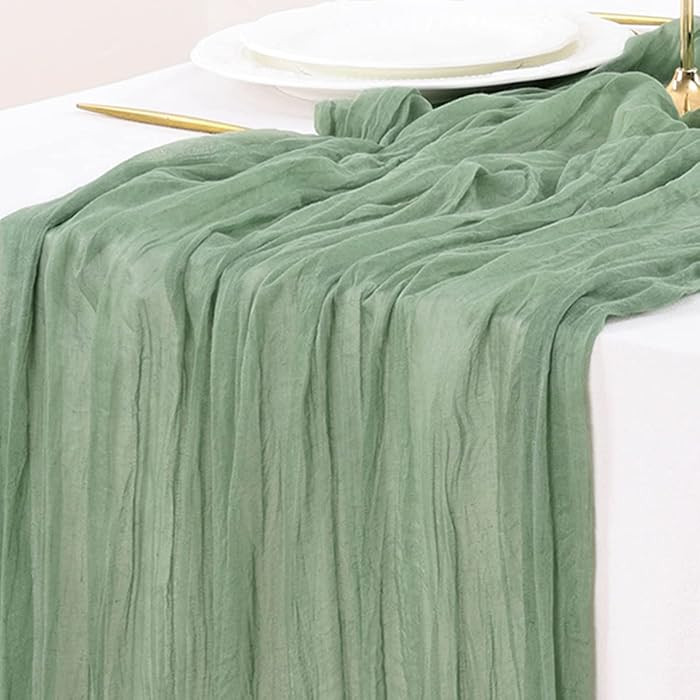 Socomi 3pcs Sage Green Cheesecloth Table Runner Easter Spring Boho Rustic Gauze 120 inch 10FT Che... | Amazon (US)