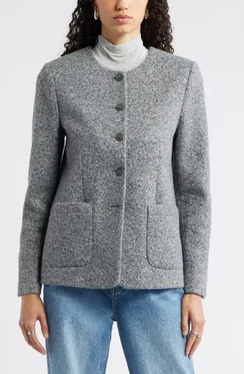 Nordstrom Textured Collarless Jacket in Grey Heather at Nordstrom Rack, Size Xx-Large | Nordstrom Rack