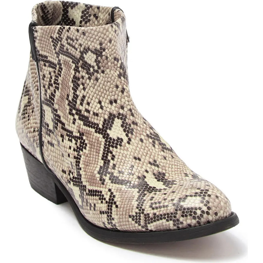 Artisan Crafted By Zigi Lissa Snakeskin Embossed Leather Ankle Bootie in White Ske at Nordstrom, Size 10 | Nordstrom