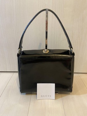 Old Gucci Turn lock Handbag Black Leather Vintage Used from Japan  | eBay | eBay US