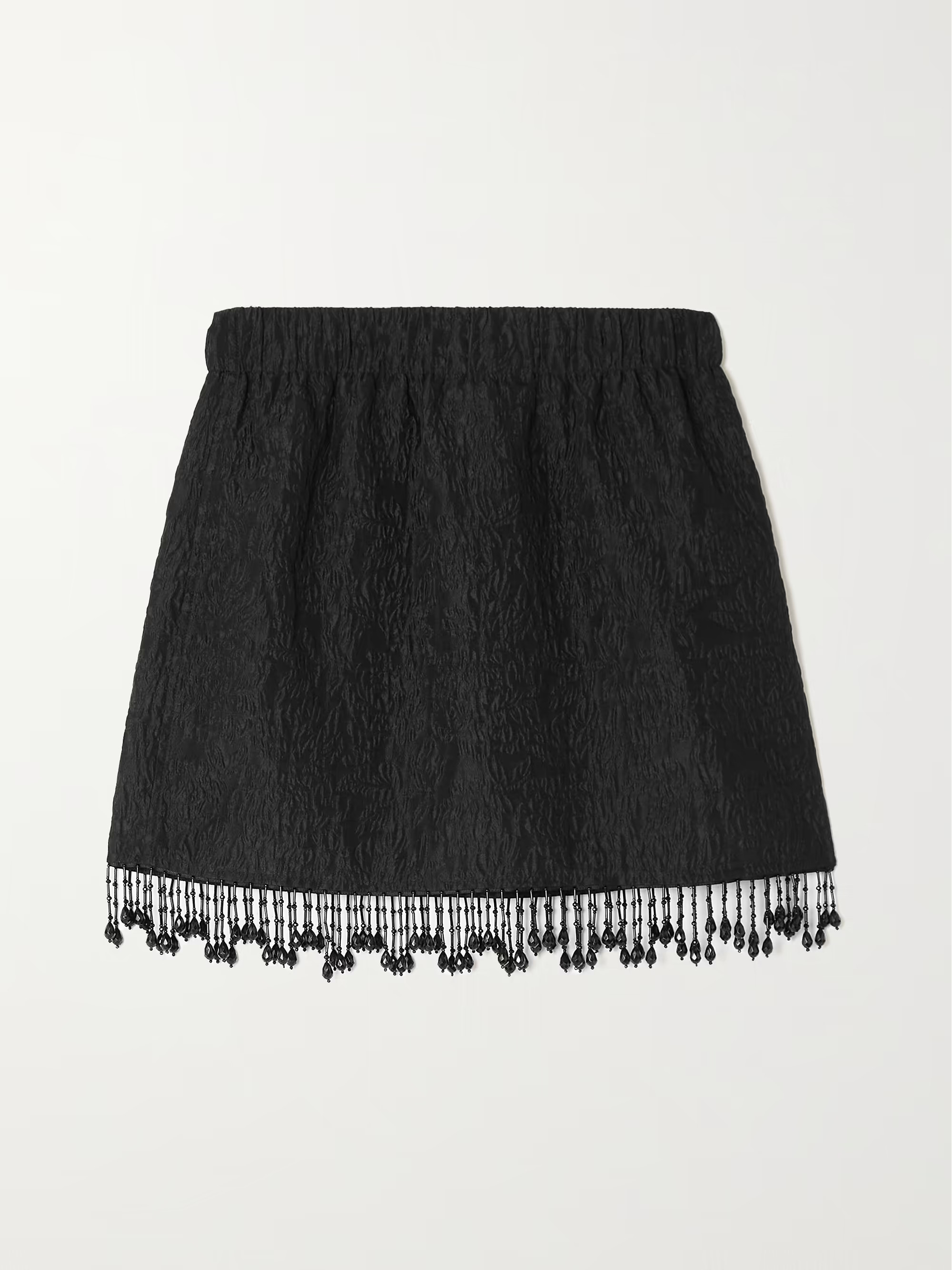 + NET SUSTAIN bead-embellished fringed recycled-cloqué mini skirt | NET-A-PORTER (US)