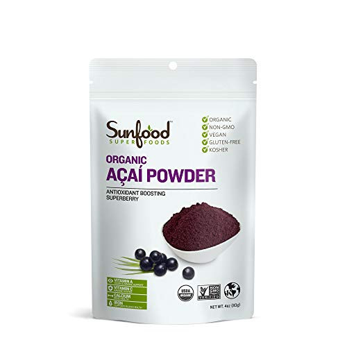 Sunfood Superfoods Organic Acai Powder - Acai Powder Organic, Acai Powder for Smoothie Bowles, Dried Acai Berry Mix with Antioxidants & Vitamin C, 100% Pure, USDA Organic, Non GMO - 4 Oz Bag | Amazon (US)