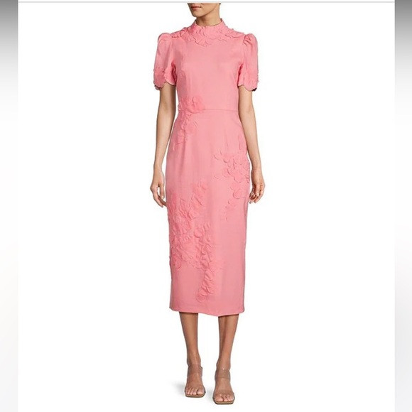 NWT Antonio Melani Willow Floral Applique Short Sleeve Mock Neck Midi Dress | Poshmark