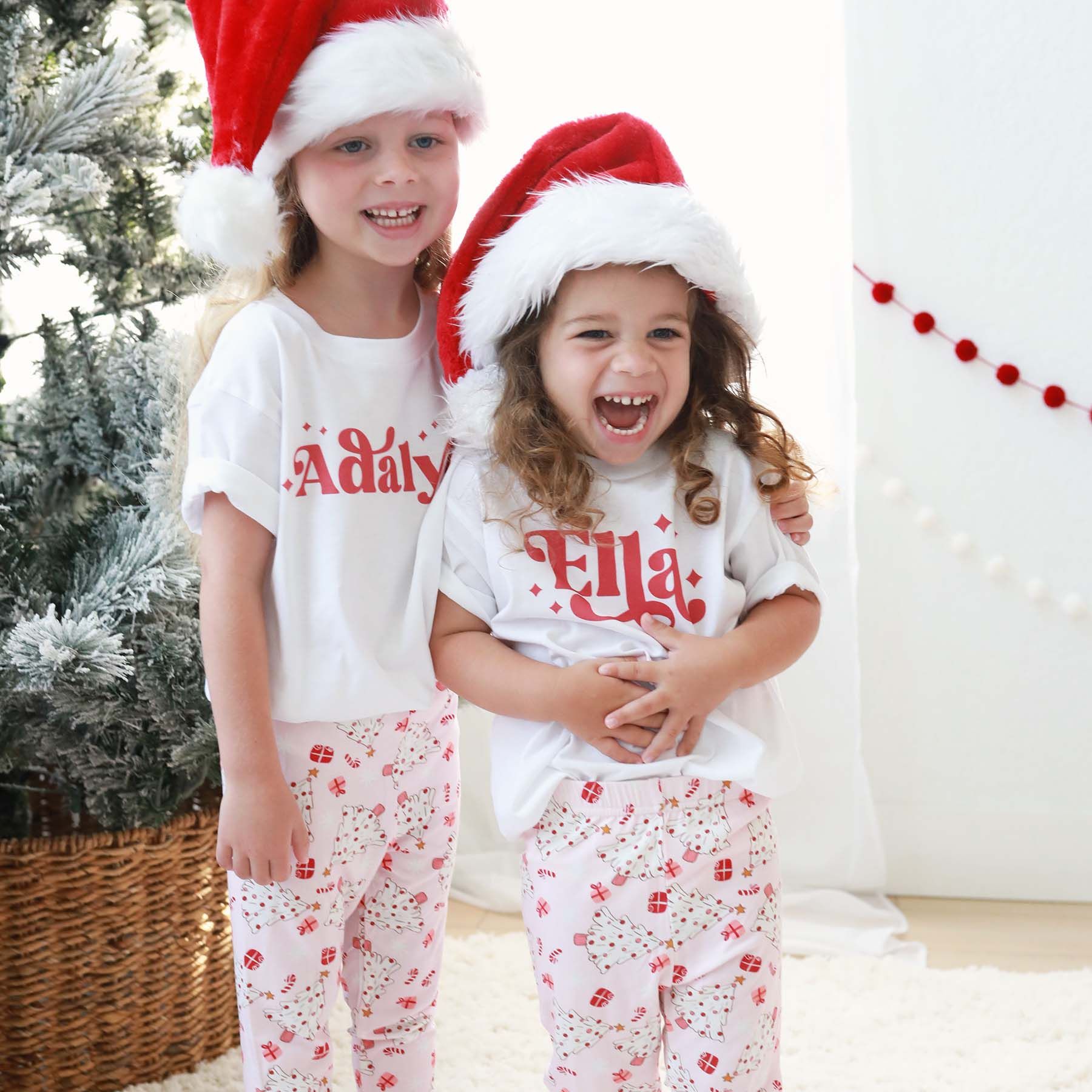 Holiday Red Personalized Kids Graphic Tee | White | Caden Lane