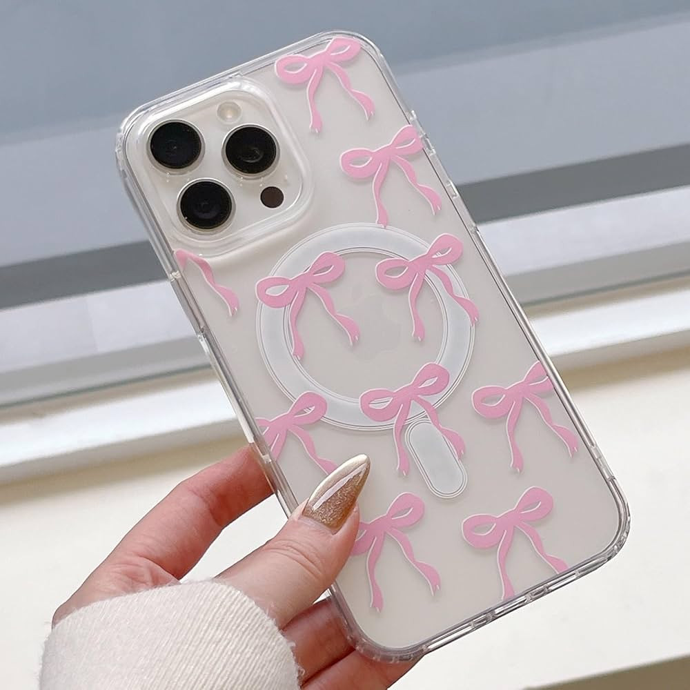 UEEBAI Magnetic for iPhone 13 Pro Case, Bow Case Compatible with MagSafe, Wireless Slim Clear Rib... | Amazon (US)