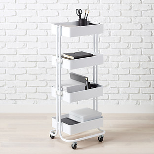 The Container Store® 4-Tier Rolling Cart White | The Container Store