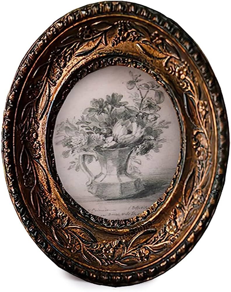 SIKOO Small Vintage 2.5×3.5 Oval Picture Frame Antique Ornate Mini Photo Frame Table Top Display... | Amazon (US)