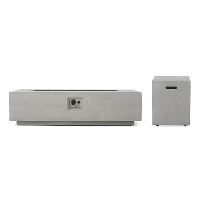 Christopher Knight Home Hearth Outdoor 50,000 BTU Lightweight Concrete Rectangular Fire Pit Table, Light Gray | Target