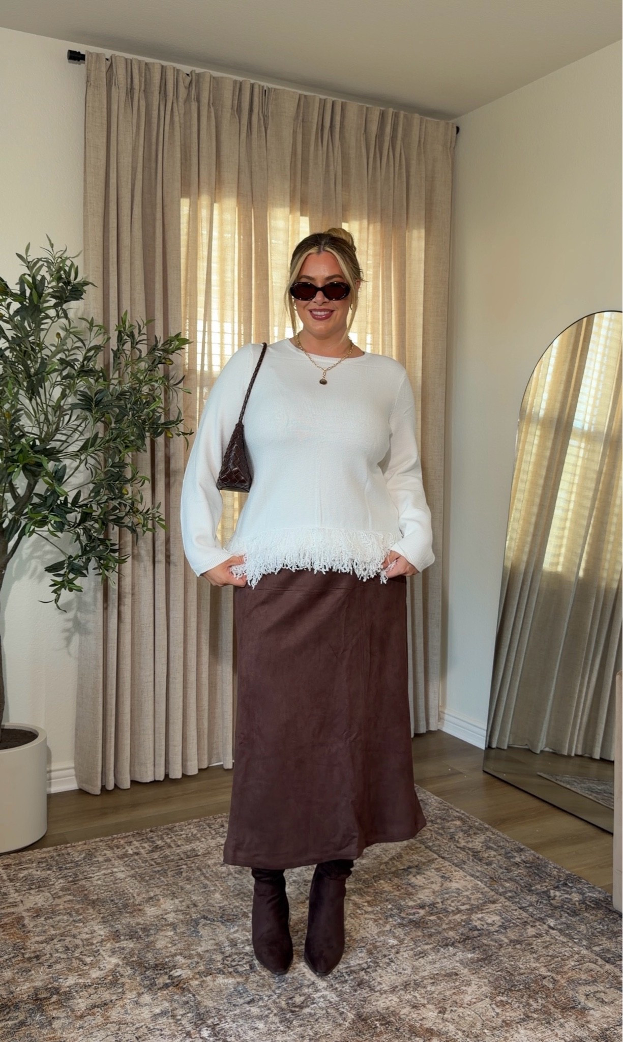 outfit inspo for fall 🤎 wearing an xxl in this skirt and xl in this top!

#LTKootd #LTKSeasonal #LTKMidsize