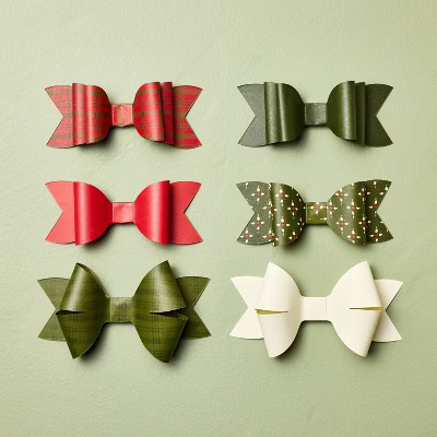 Printed Paper Bow Christmas Gift Topper Tags (Set of 6) - Hearth & Hand™ with Magnolia | Target