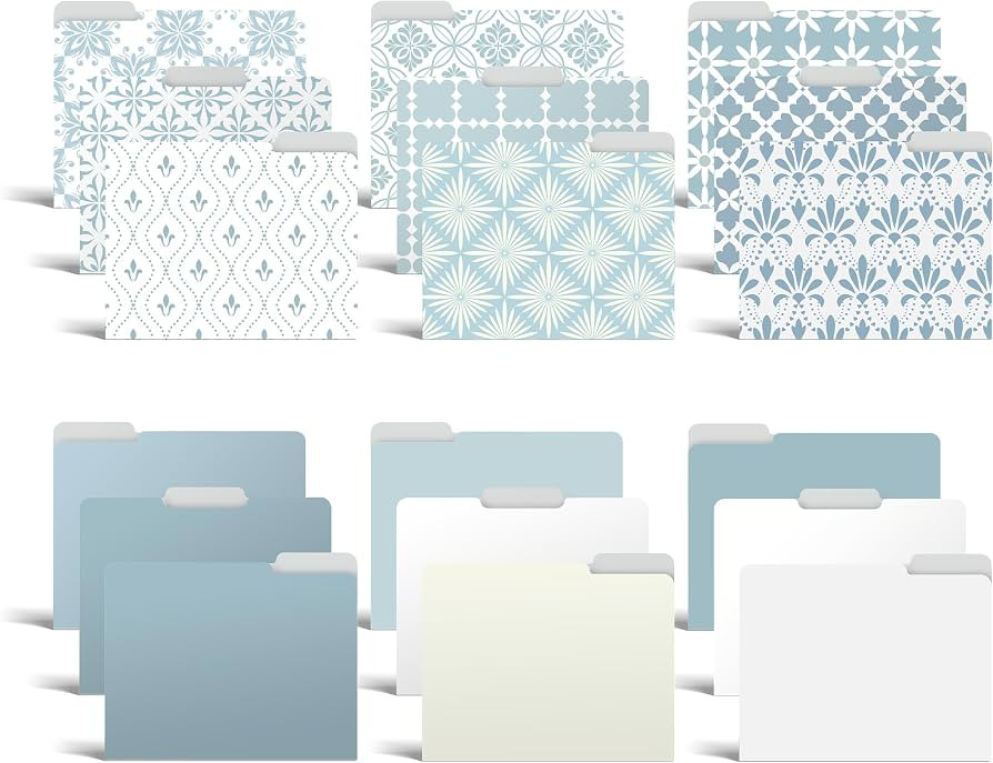 Better Office Products Decorative File Folders, 18 Pack, 9 Soft Floral Designs + 9 Matching Solid... | Amazon (US)