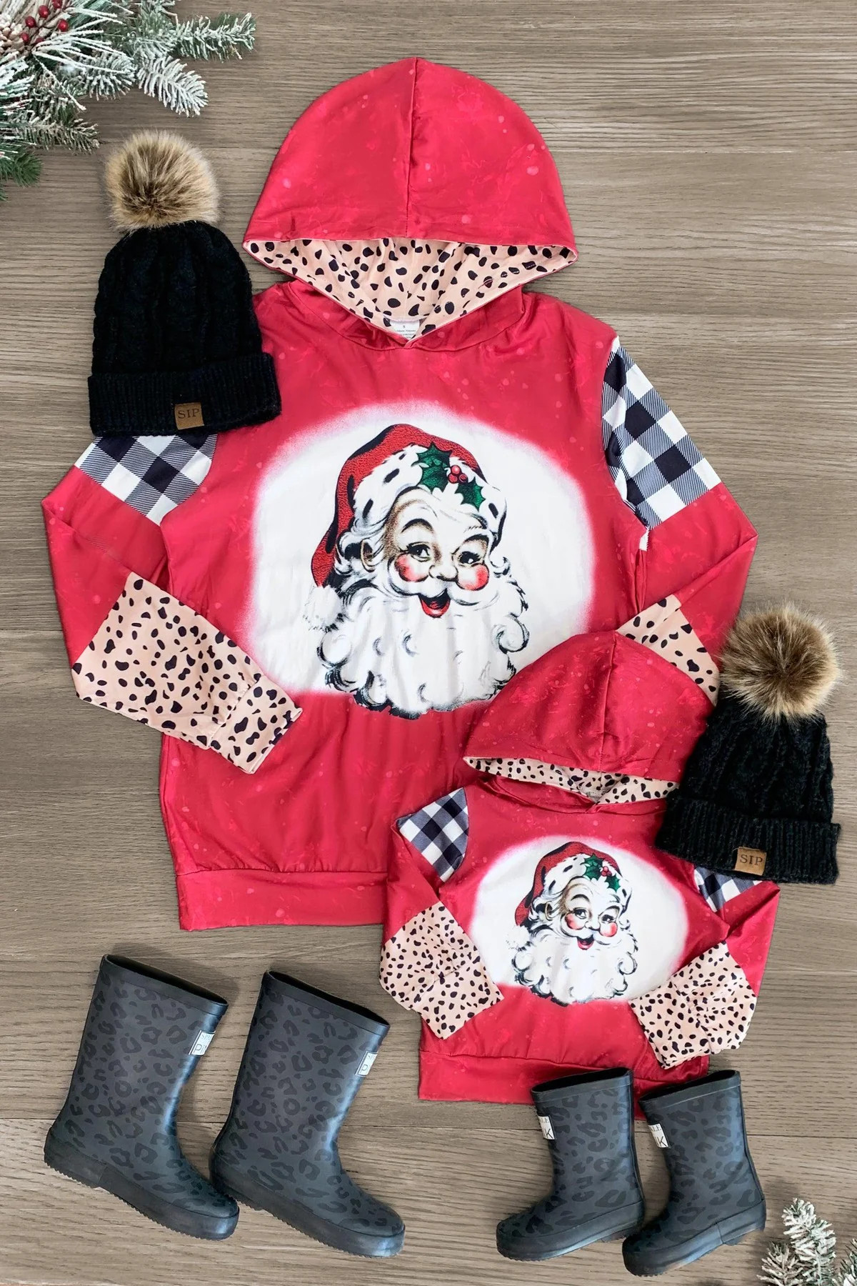 Mom & Me - Red Santa Hoodie | Sparkle In Pink