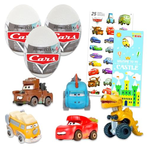Disney Cars Mini Figures Blind Bag Set - Bundle with 3 Mystery Blind Eggs with Mini Racer Featuring Lightning McQueen, Mater, More Plus Stickers | Disney Cars Party Favors | Amazon (US)