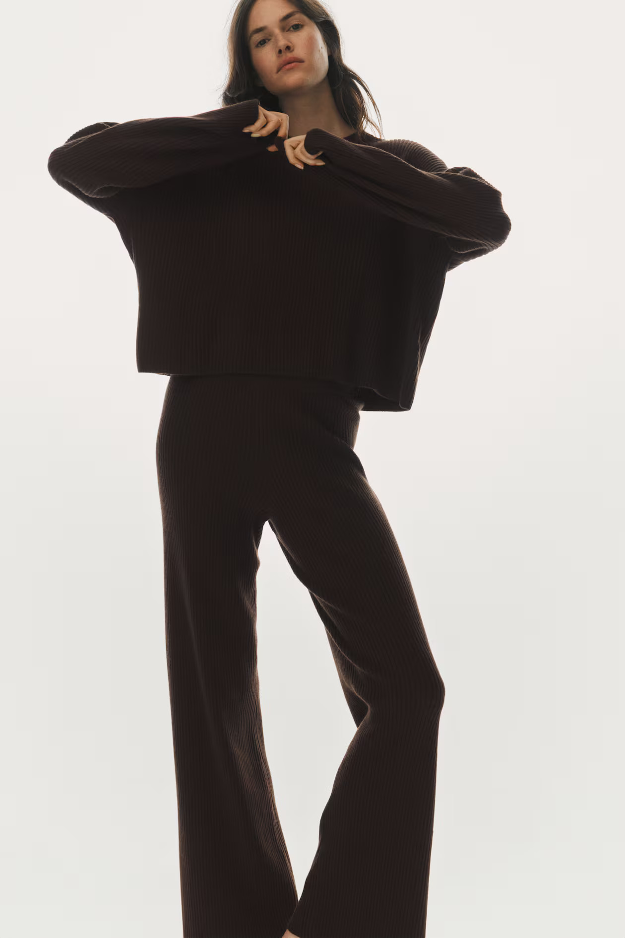 Rib-knit jumper - Dark brown - Ladies | H&M GB | H&M (UK, MY, IN, SG, PH, TW, HK)