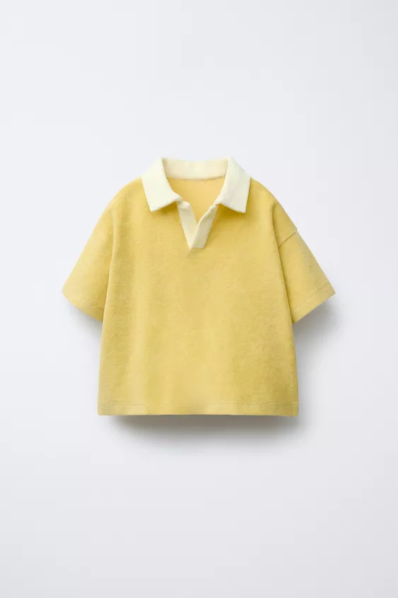 CONTRAST COLLAR TERRY POLO SHIRT | Zara US