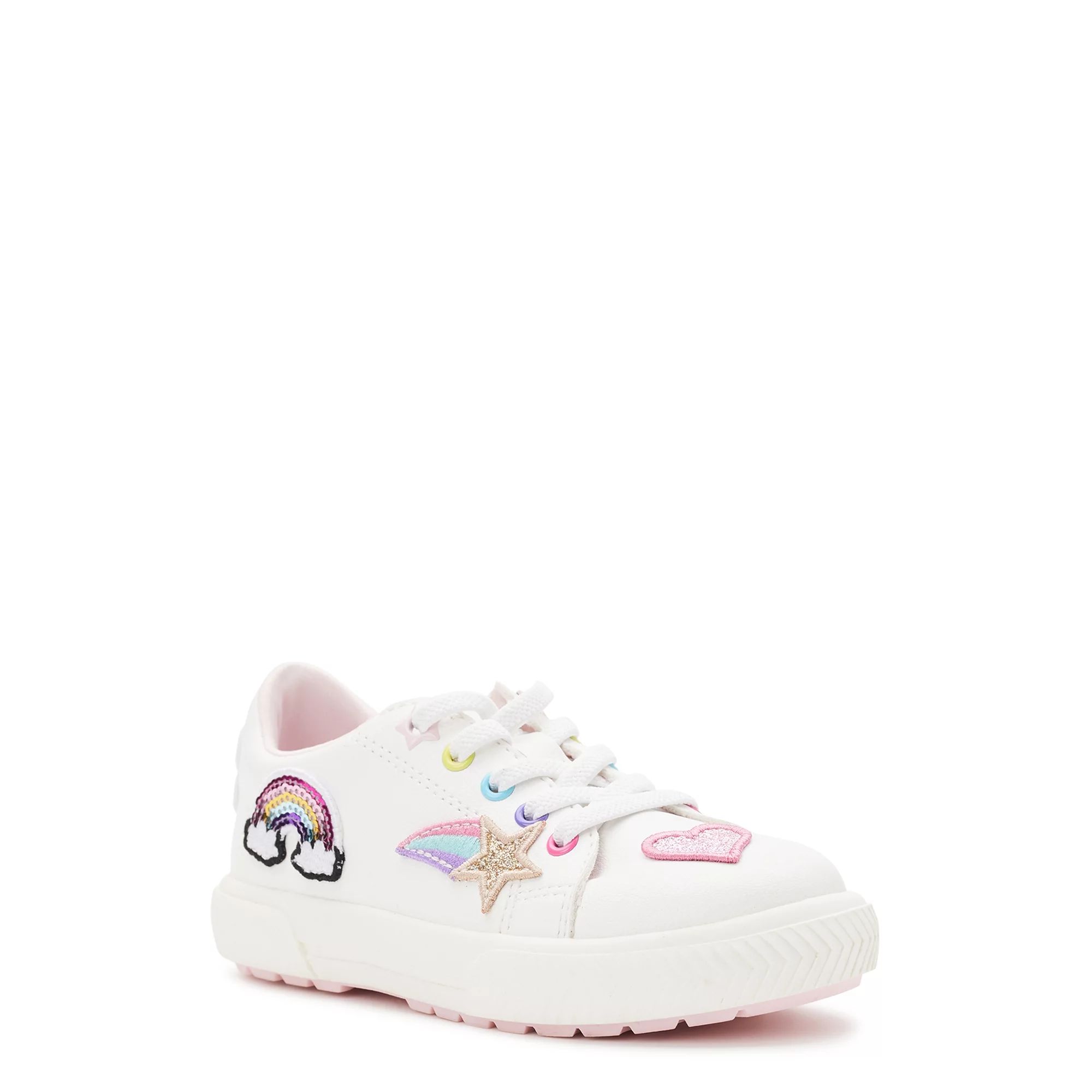 Wonder Nation Toddler Girl Patched Low Court Sneaker, Sizes 7-12 | Walmart (US)