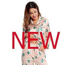 SWOMOG Womens Silk Satin Pajamas Loungewear Two-piece Sleepwear Button-Down Pj Set | Amazon (US)