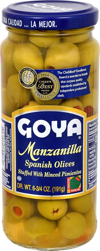 Goya Manzanilla Spanish Stuffed With Minced Pimientos, Olive, 6.75 Ounce | Amazon (US)