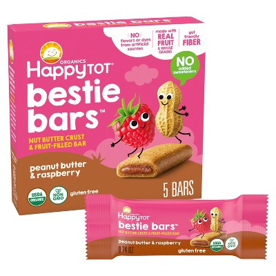 HappyTot Organics Bestie Bars Peanut Butter & Raspberry - 5ct/3.7oz: Toddler 12-36 Months, Organic Certified, Non-GMO, Gluten-Free | Target