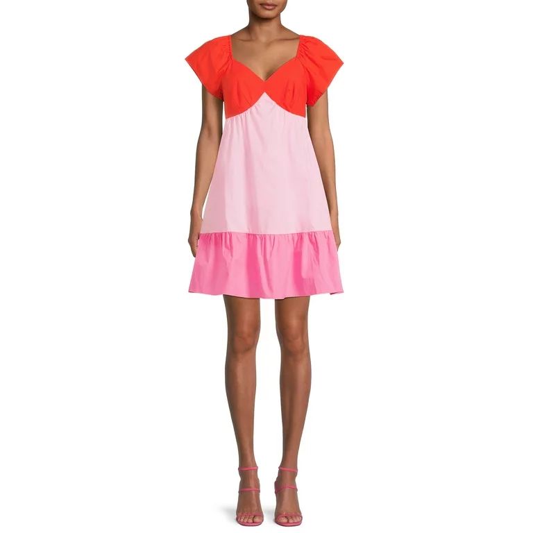 The Get Women's Short Sleeve Colorblock Mini Dress | Walmart (US)