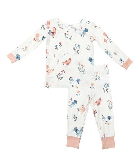 Pink & White Heirloom Chickens Loungewear Set - Newborn, Infant & Girls | Zulily