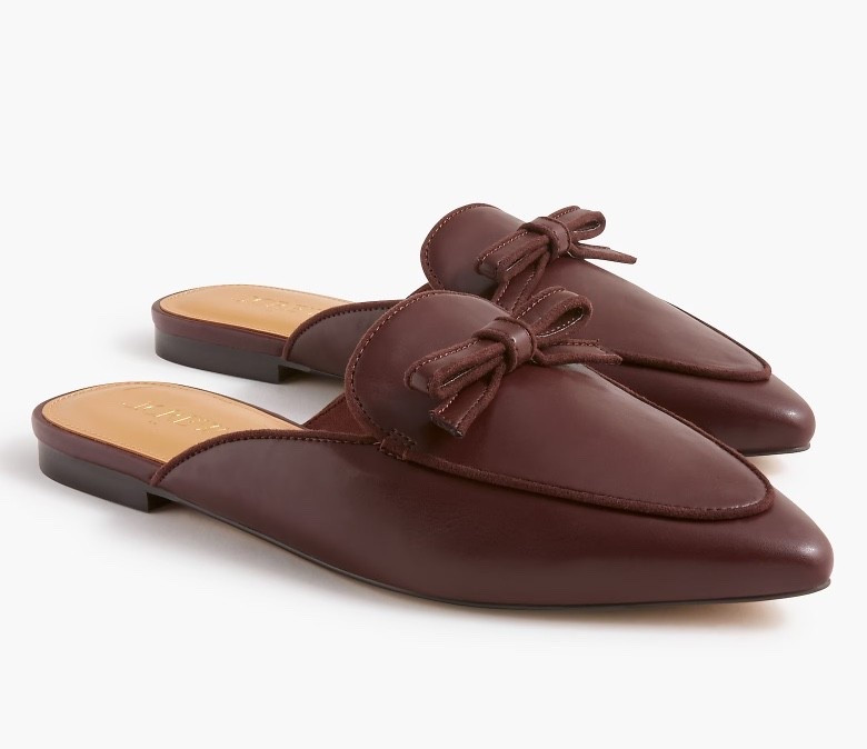 Brown bow detail pointed toe mules

#LTKSeasonal #LTKSaleAlert