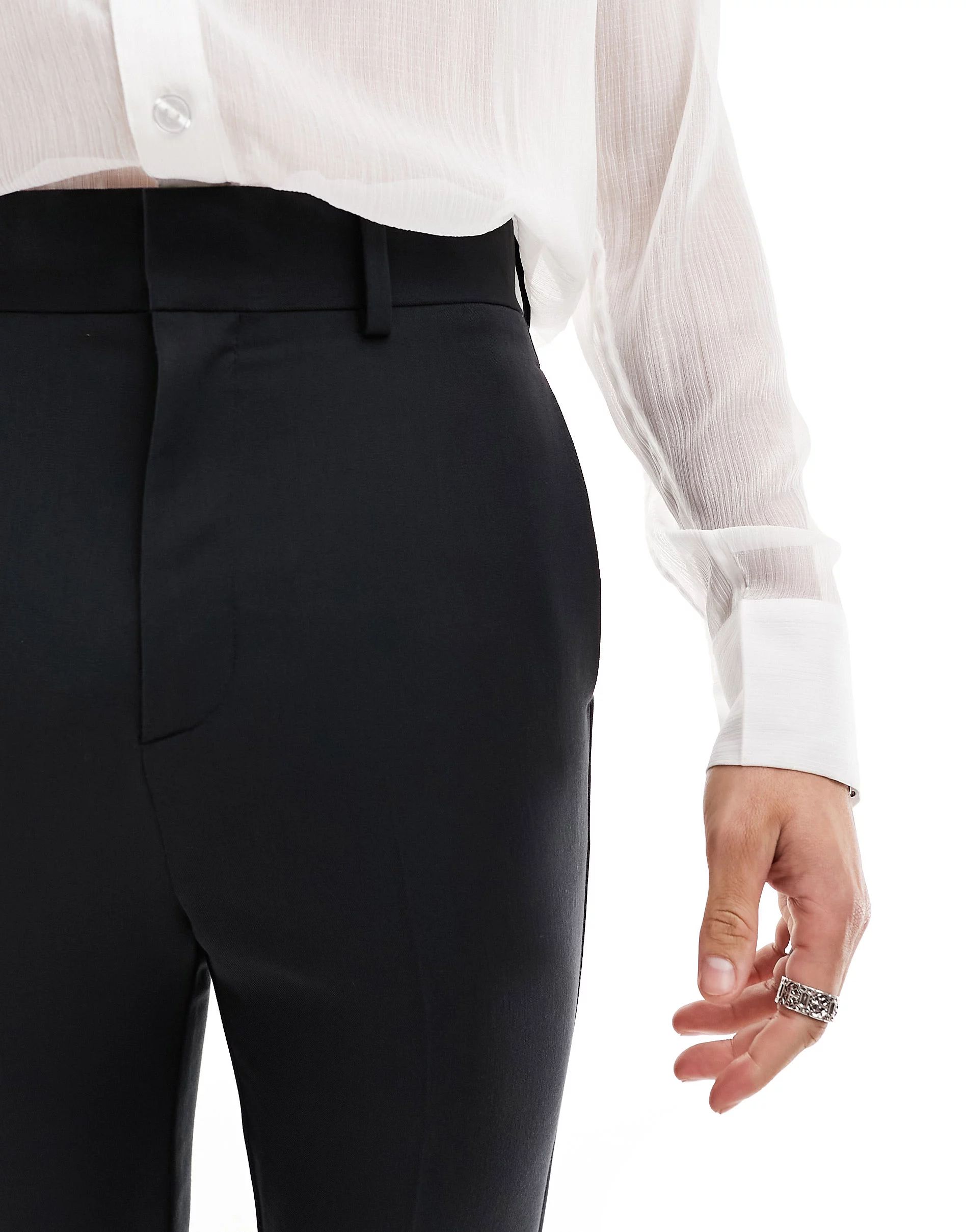ASOS DESIGN skinny high waist flared trousers in black | ASOS (Global)