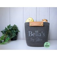 Personalized Pet Toy Basket Cute - Cotton Coiled Rope Leather Handles For Dogs Cats | Etsy (US)