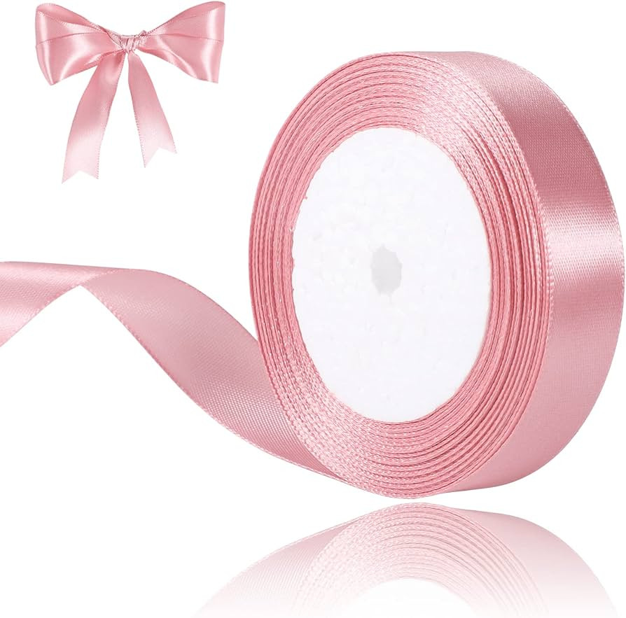 1 Inch Pink Satin Ribbon Valentine’s Day Gift Ribbons for Pink Bows Making Flower Bouquet Craft... | Amazon (US)