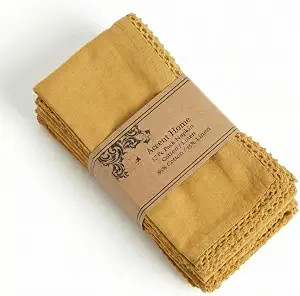 ACCENTHOME Mustard Set of 12 18x18 inch Cotton Linen Dinner Napkins | Cotton Linen Blend Napkins,... | Amazon (US)