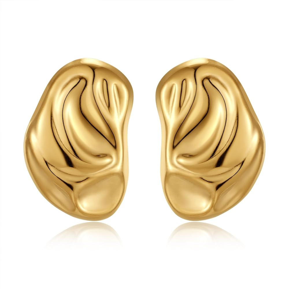 Big Chunky Gold Earrings for Women Geometric Earrings Vintage Statement Trendy Jewelry | Amazon (US)