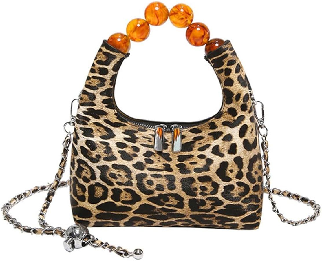 Small Leopard Tote Bag with Chain Cheetah Print Clutch Evening Handbag Women Satchel Leopard Clut... | Amazon (US)