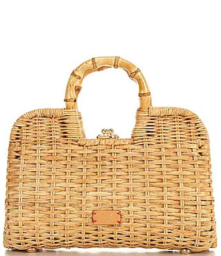 FRANCES VALENTINE Buzzy Basket Wicker Frame Bag - Natural | Dillard's